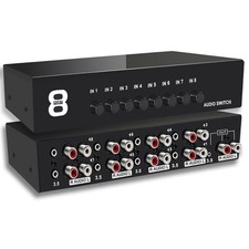 3.5mm Aux  RCA L/R Bi-Directional Stereo Audio Switch 8 in 1 Out A/B Analog ...