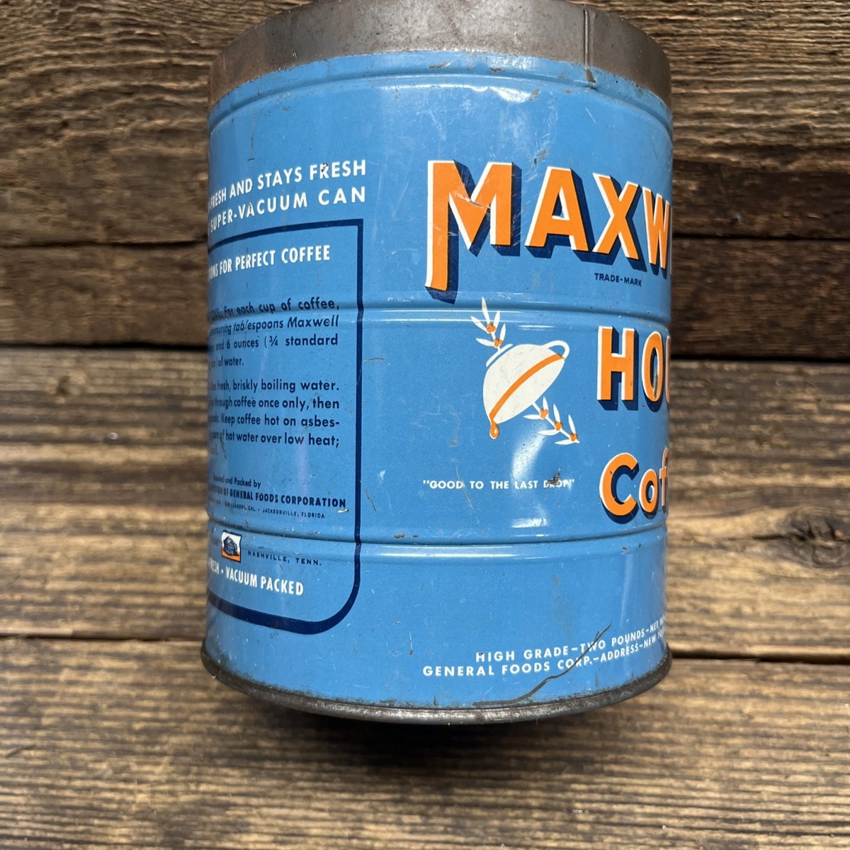 Vintage MAXWELL HOUSE COFFEE 2 lb Can Tin | eBay