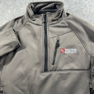 #ad Berne Quarter Zip Softshell Pullover Mens M Gray Tractor Supply Logo Workwear $49.95