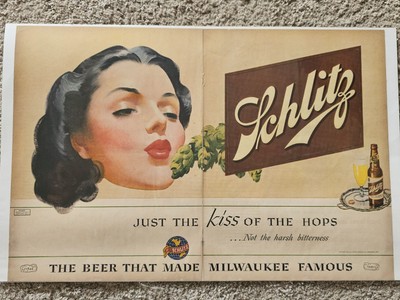 Vintage 1946 Schlitz Beer Milwaukee - 2 Page Advertising