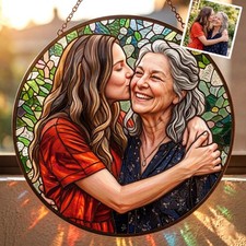 Custom Stained Glass Suncatcher Mother's Day Gift from Daughter Son Personalized