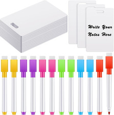 24 Packs Pocket Sized Erasable Notepad Badge Accessory 12 Mini Whiteboard Clipbo