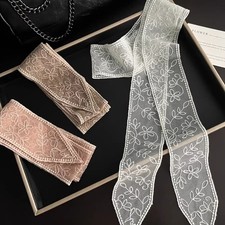 Lady Thin Lace Embroidered Neck Ties Long Scarf Hairband Decor Accessory Costume