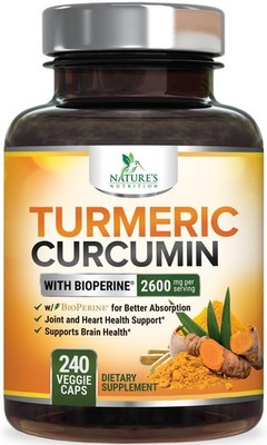 Turmeric Curcumin Supplement - 2400mg Organic 240 Count (Pack of 1)
