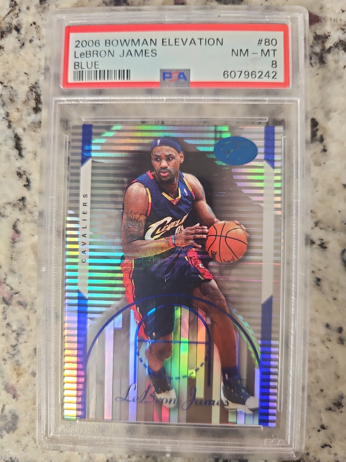 Bowman 2006-07 Elevation LeBron James Cavaliers #80 Blue 058/399 PSA 8