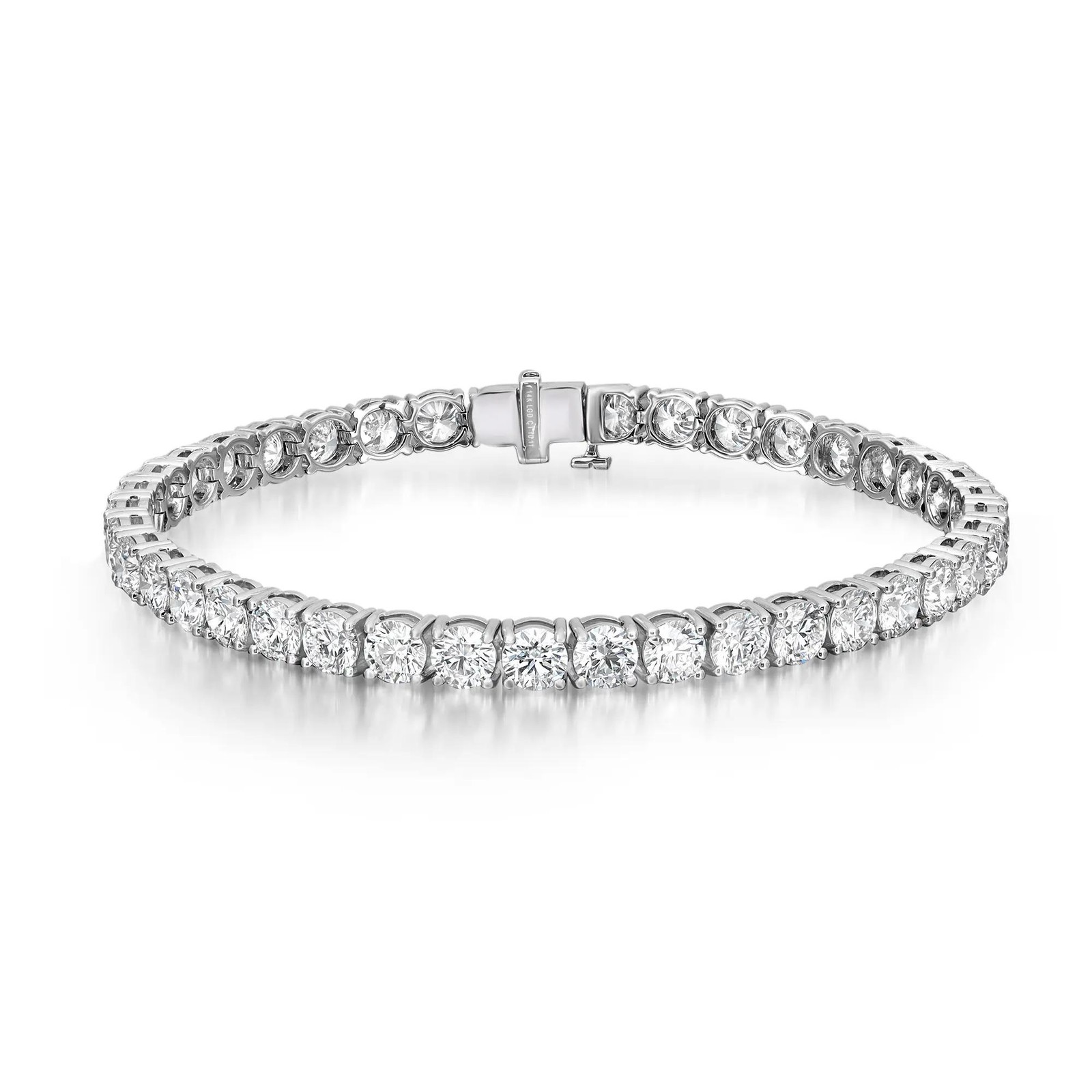 Round Cut Lab Grown Diamond Tennis Bracelet 14K White Gold 10.11Ctw 7 Inches