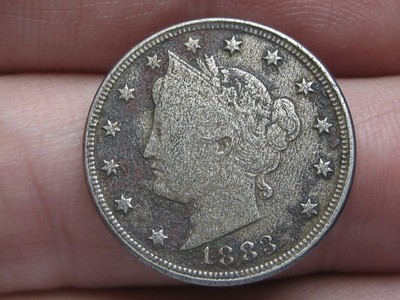1883 Liberty Head V Nickel- WITH Cents- Fine/VF Details, Shipwreck Effect?
