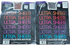 VTG Ultra Sheer Panty Hose Queen Size XWide Beige Greymist 160- 225 lbs LOT NIP