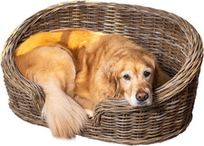 DBD1001A Curvy 33" X 21.25" Classic Handwoven Rattan Dog Bed with Machine-Washab