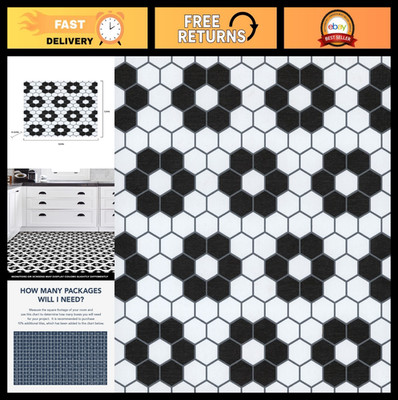 Peel & Stick Black Biscotto Floor Tiles - Easy DIY Flooring, 12''x12'' Adhesive Ti