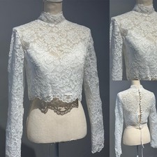 Lace Top Back Bolero Topper Jacket Bride Appliques Lace Beading Wedding Dress