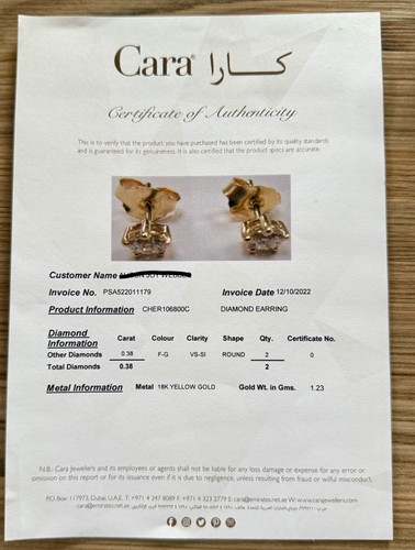 18ct Diamond Stud Earrings Yellow Gold 0.38ct Natural Diamonds - Picture 2 of 8