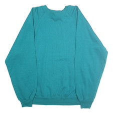 HANES Mens Blue Crew Neck XL Cotton Blend Pullover Sweatshirt Printed Design