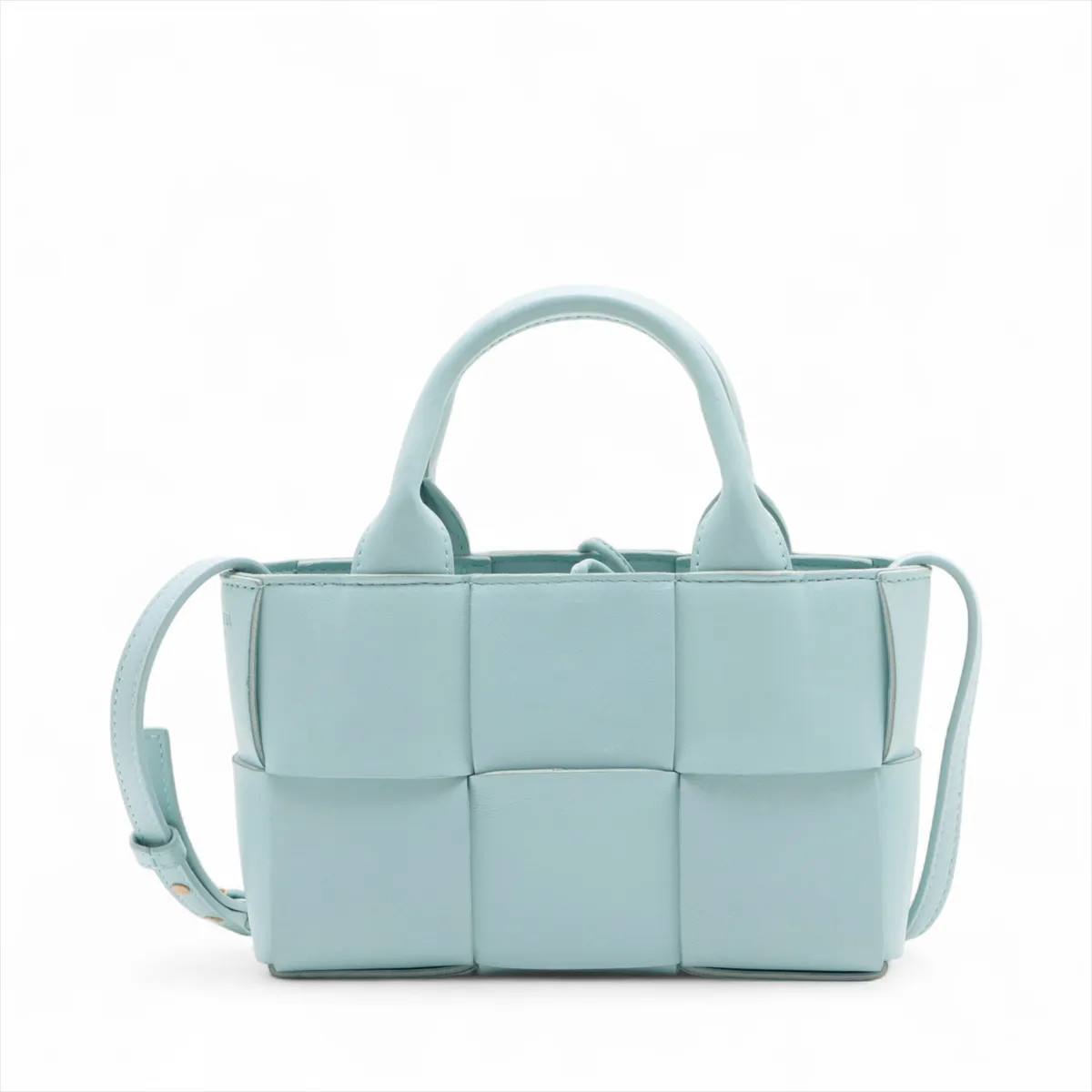 Bottega Veneta Maxi Intrecciato candy Arco Tote Bag Leather 2 Way Handbag Blue