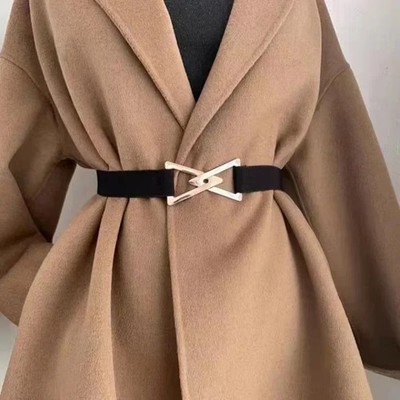 Elastic Belt Triangle Buckle Adjustable Decorative Dress Waistband Women