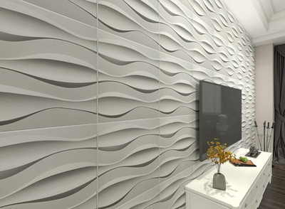 Art3d 19.7'' x 19.7'' (Pack Of 12) Wall Panel Wave, All White