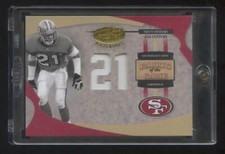 2005 LEAF CERTIFIED DEION SANDERS 21st CENTURY FABRIC OF THE GAME DUAL PATCH /21