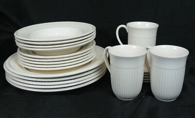 Wedgwood Queen's Ware EDME Cream Dinner Set Ribbed | eBay