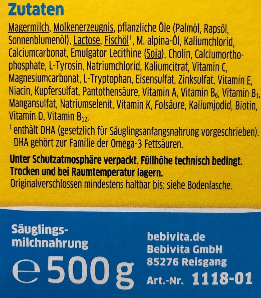 Bebivita PRE Anfangsmilch, 4er Pack (4 x 500g) - Bild 4 von 4
