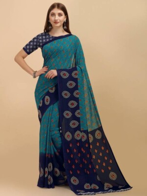 NEW Blue Bollywood Saree Party Wear Indian Pakistani Designer Sari