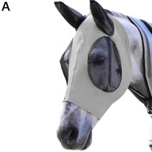 Fliegenmaske mit Ohrenschutz Nüsternschutz f. Warmblut Pferde Fliegenhaube Neu - Bild 13 von 28