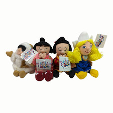 Disney Small World Beanie Bean Bag Plush Lot of 4 all Tags Near Mint Collectible