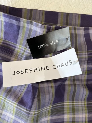 NWT Josephine Chaus Pencil Skirt Womens Size 12 Purple Plaid Lined 100% Silk - Picture 12 of 15