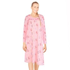 JEFFRICO Nightgowns For Women Long Sleeve Front Pocket Soft Nightshirts 6014