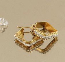 18K Gold Plated Fashion Square Earrings Stud Girls Children Jewelry Gift