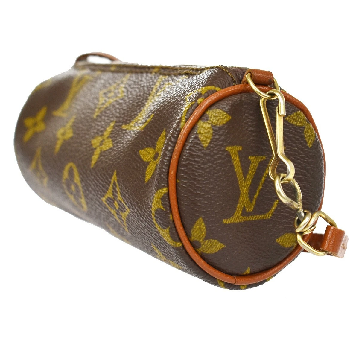 LOUIS VUITTON LV Papillon Pouch Mini Hand Bag Monogram Leather Brown 30GA645