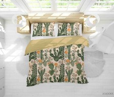 3D Cactus Floral Pattern Green Quilt Cover Set Duvet Cover Bedding Pillowcases