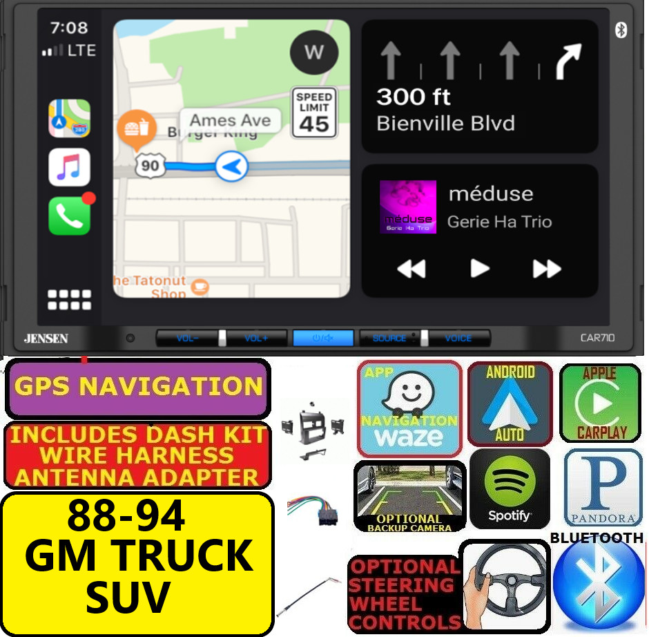 88-94 GMC CHEVY GPS NAV BLUETOOTH APPLE CARPLAY ANDROID AUTO CAR RADIO STEREO