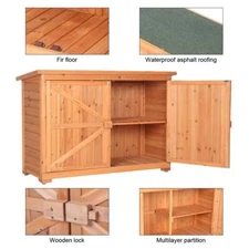 Double Doors Outdoor Live Wooden Garden Shed Wood Storage Cabinet with Lockers