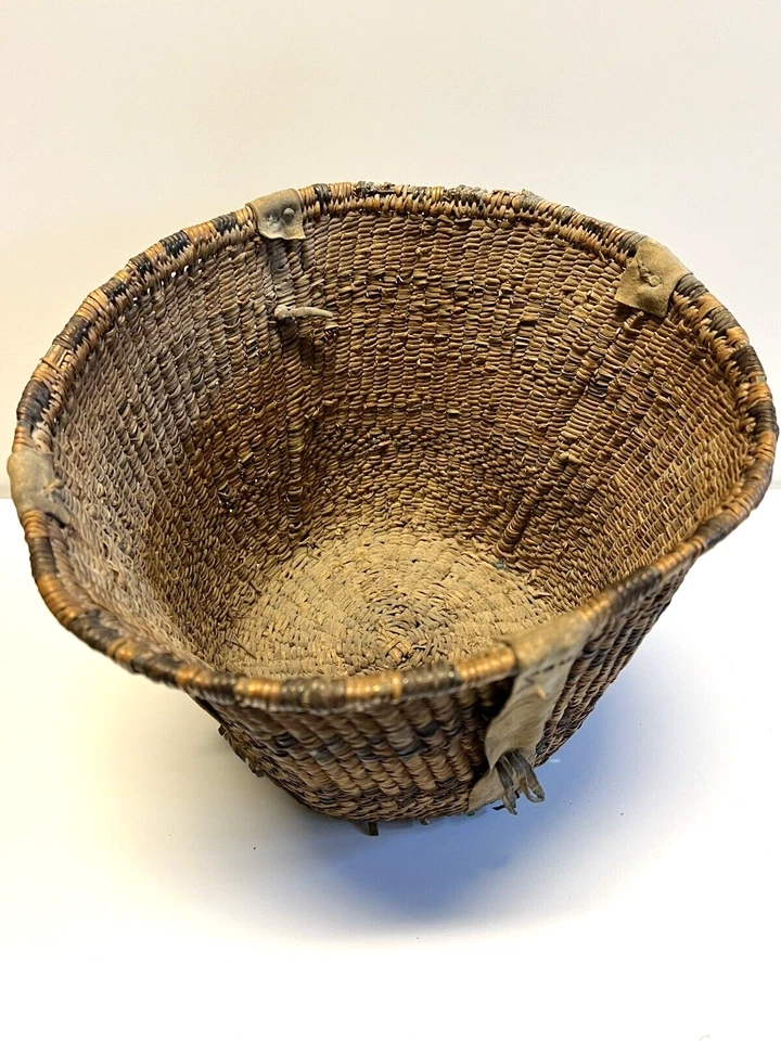 Antigua cesta de carga o bayas de indios nativos americanos; grande 10 1/2" finales de 1880 Foto 4 de 4