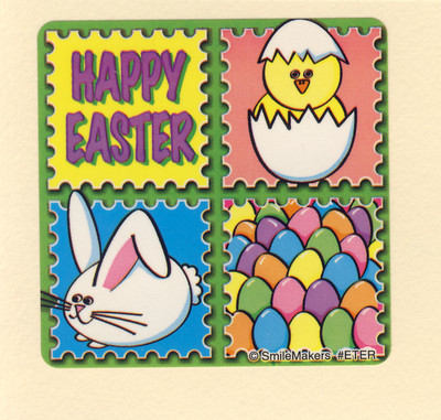 10 Happy Easter Stamp - Large Stickers - Party Favors - Rewards