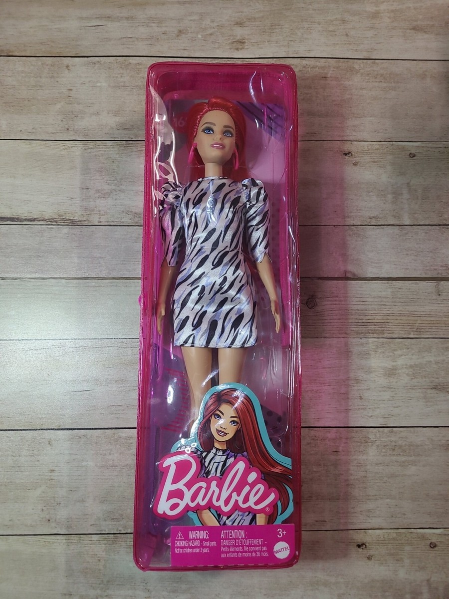 Barbie Fashionistas Doll, Red Hair, Striped Dress, Ages 3 & Up