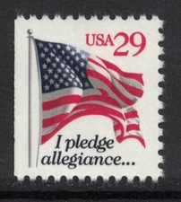 Scott 2594- I Pledge Allegiance (Red Denomination), Flag- MNH 29c 1993- mint