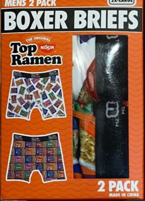 Odd Sox Men's Novelty Underwear Boxer Briefs, 2 Pack, Top Ramen, 2XL