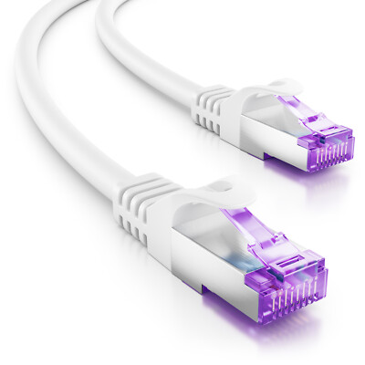 deleyCON 15m RJ45 Patchkabel SFTP PiMF Netzwerkkabel mit CAT7 Rohkabel weiß