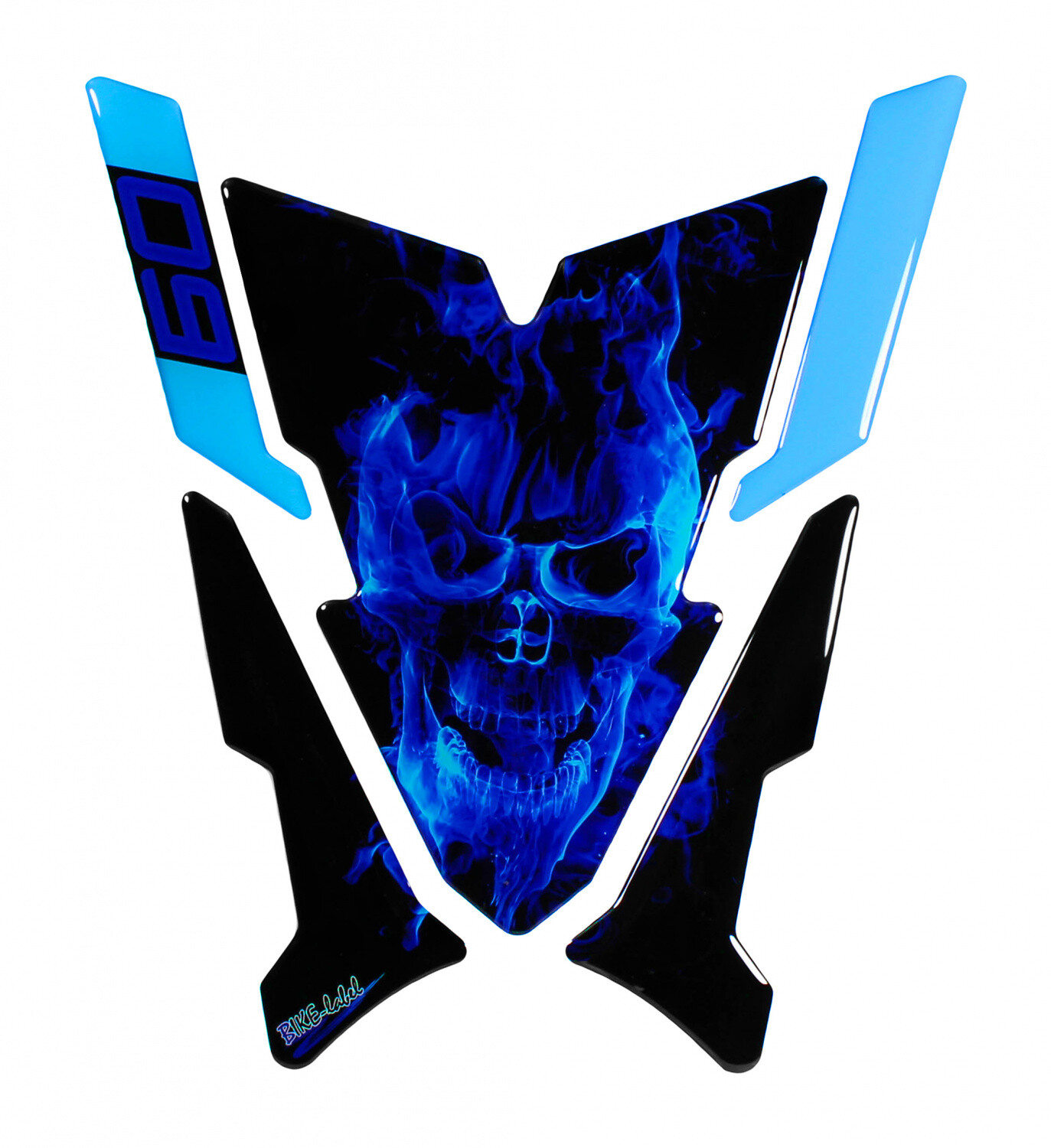 Tank Pad 3D Motorcycle Compatible with Yamaha MT-09 Skull Blue - 2022 Onwards