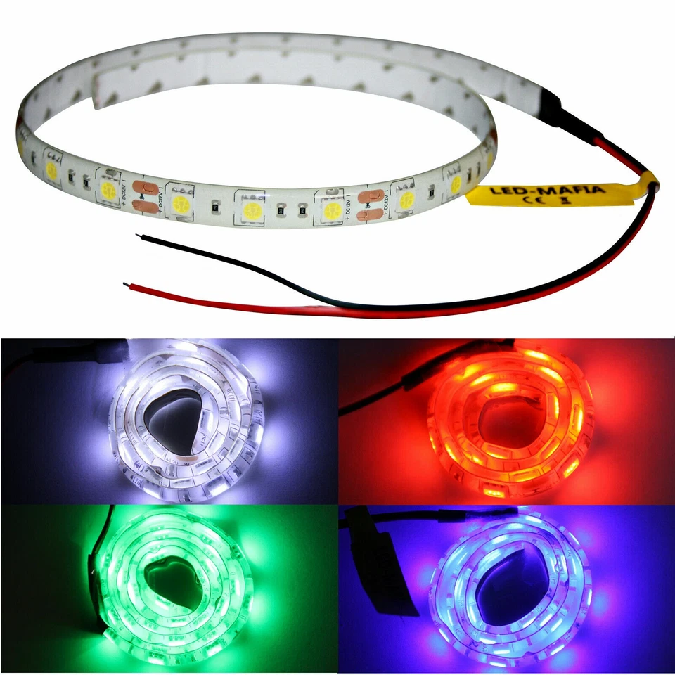 LED Streifen Wasserdicht selbstklebend Auto Beleuchtung 12V weiß, warmweiß, rot, - Bild 1 von 1