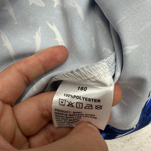 Cromoncent Blue Shark Print Short Sleeve Button Up Shirt Boys Size 12T (160) NEW - Picture 3 of 9