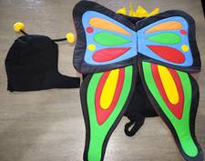 FANCY BUTTERFLY HALLOWEEN GIRLS COTSUME PLUSH BLACK BODY AGES 3/4? HOOD 3 PC WOW