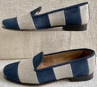 Stubbs & Wootton Women’s Classic Navy/Natural Linen Striped Loafers US 6 ($575) — photo 2