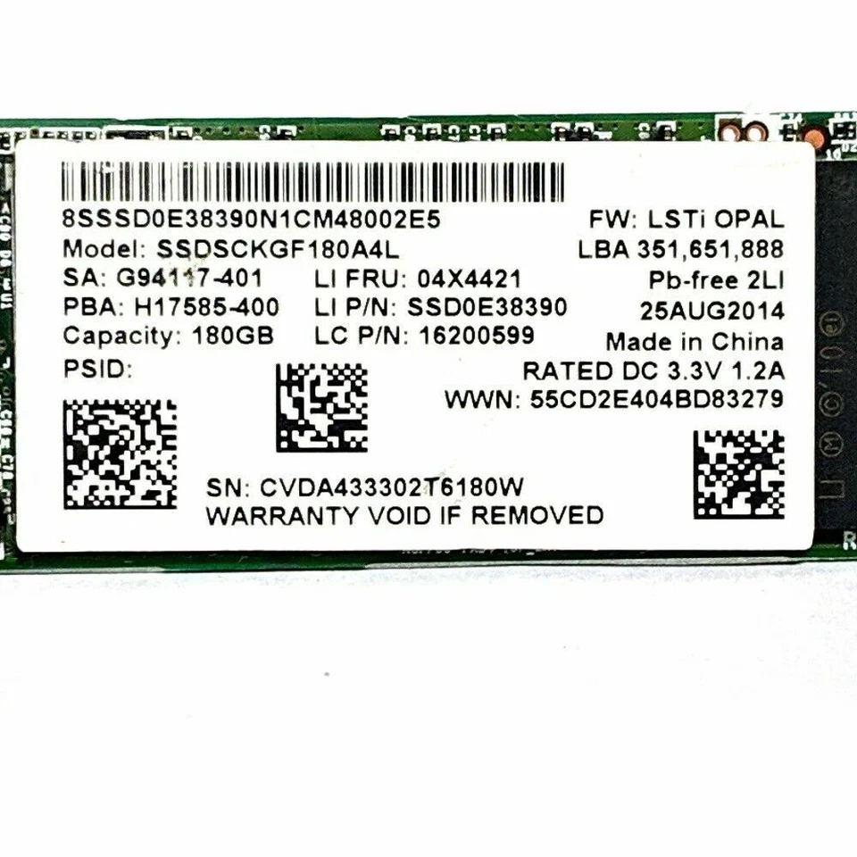 Intel SSDSCKGF180A4L 180GB M.2 SATA SSD Solid State Drive Dell HP Lenovo 256 - Image 2 of 2
