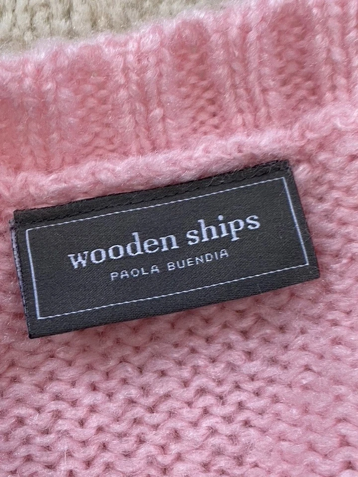 LEER Suéter de Madera Envíos Talla M/L Rosa Copo de Nieve Cuello Redondo Pullover Lana Mohair Foto 3 de 4