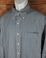Peter Millar Nanoluxe EasyCare mens XL Button Down Check Dress Shirt Blue White