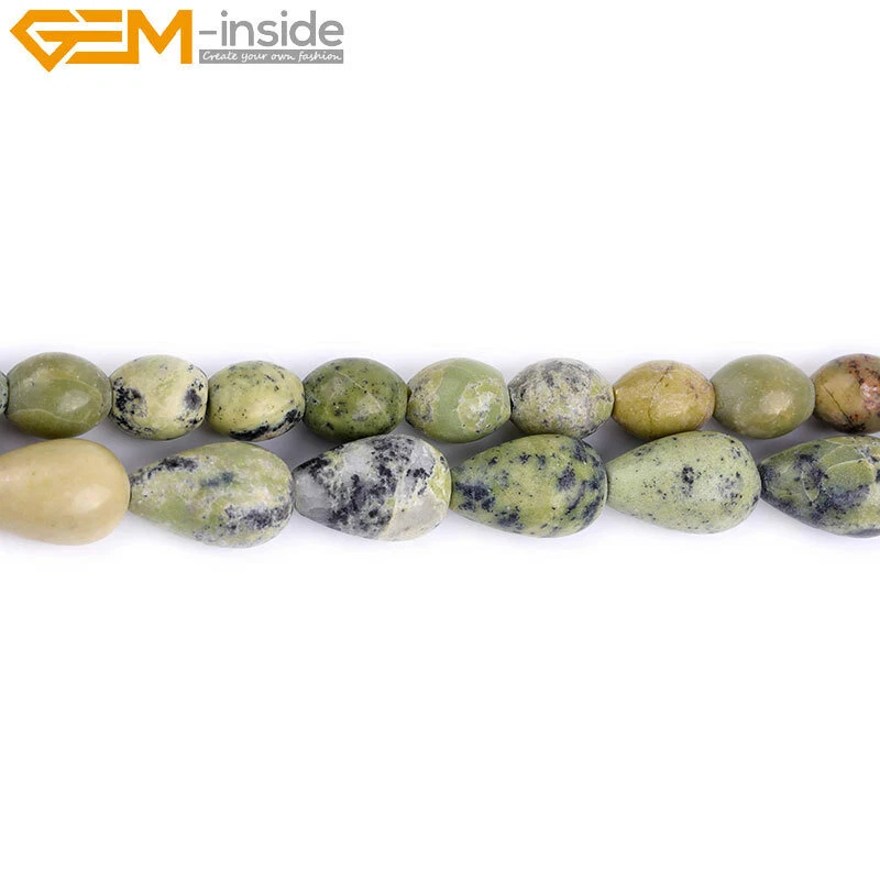 Natural African Green Turquoise Gemstone Beads For Jewelry Making 15" Teardrop