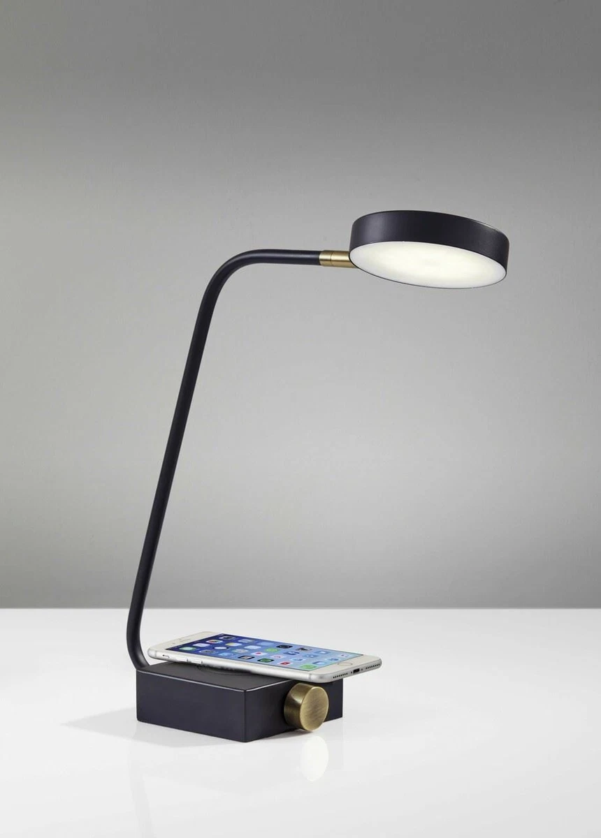 Luxury Tech Enhanced Black Metal Disk LED Adjustable Desk Lamp