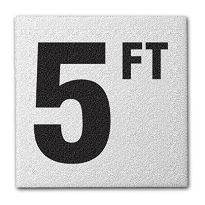 5FT Ceramic Tile Depth Marker, 5.8''x5.8''  4'' Font Abrasive Non-Slip Finish